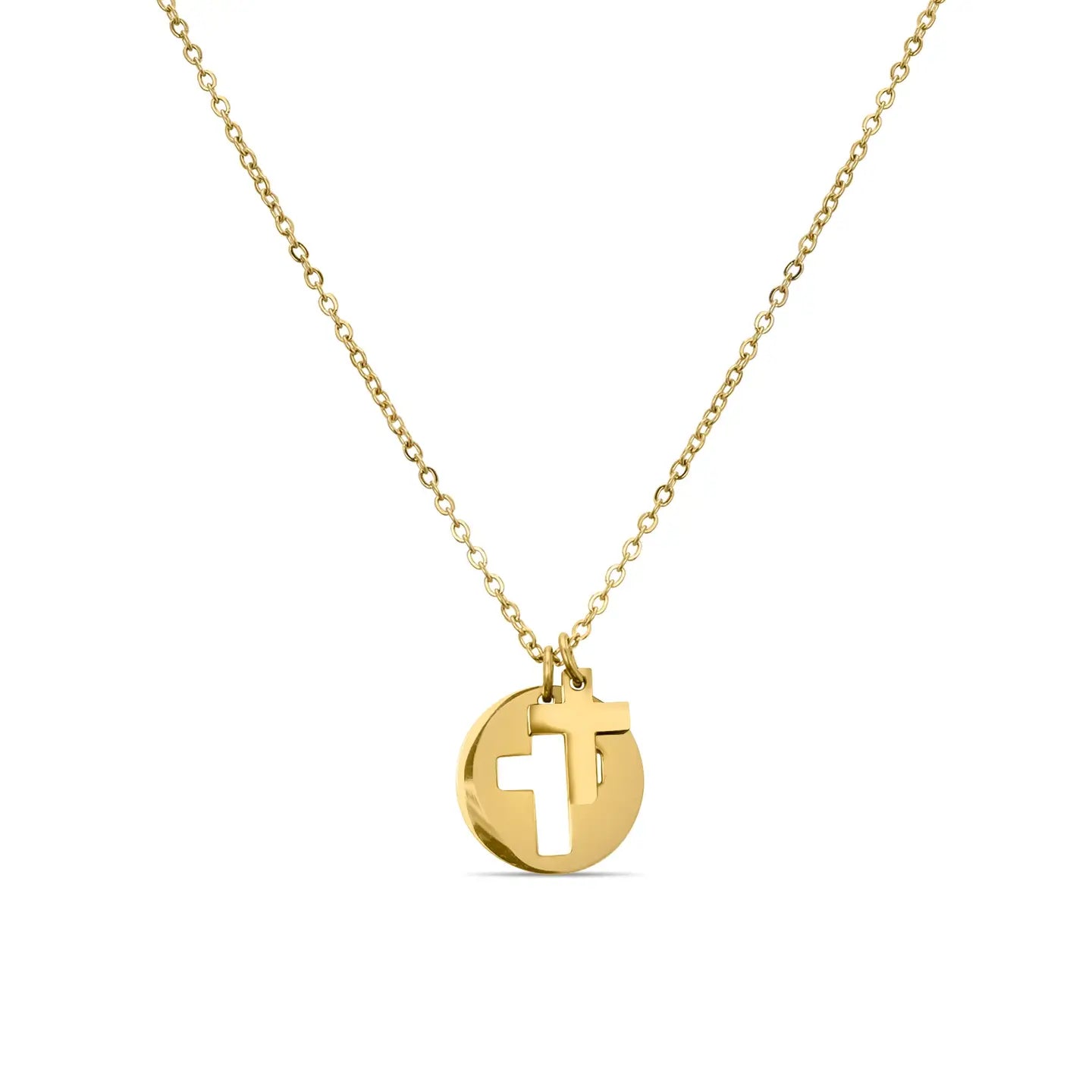 Cutout Cross Necklace- Gold