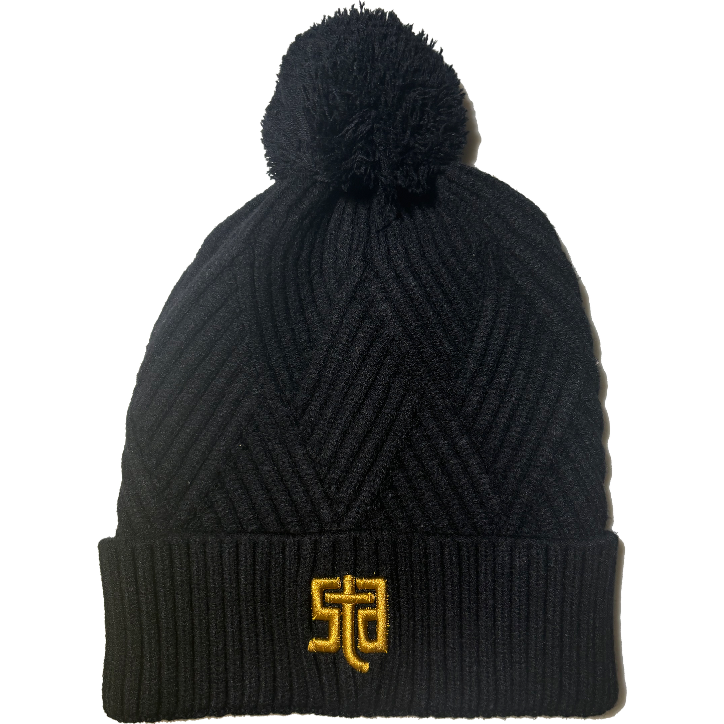 Black Texture Cuff Beanie