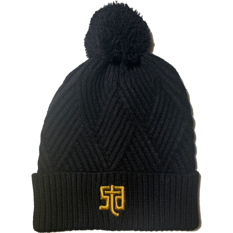 Black Texture Cuff Beanie