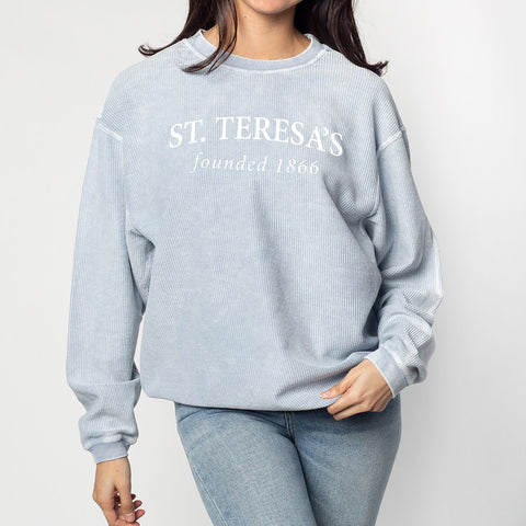 Corded Crew Faded Denim