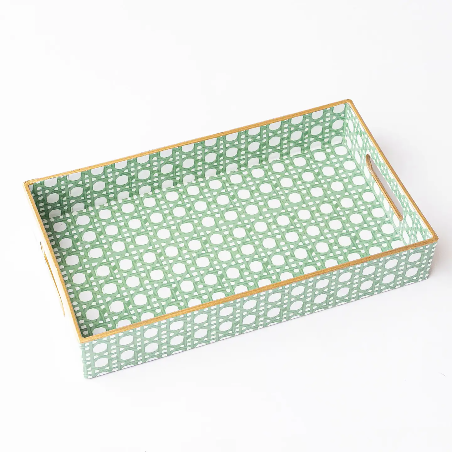 Green Cane Print Decorative Resin Vanity Tray