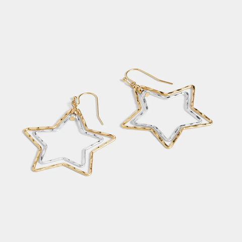Mixed Metal Double Star Earrings