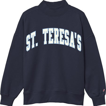 Mock Neck Applique Navy