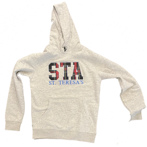 X Stitch Plaid Applique Hoodie Gray