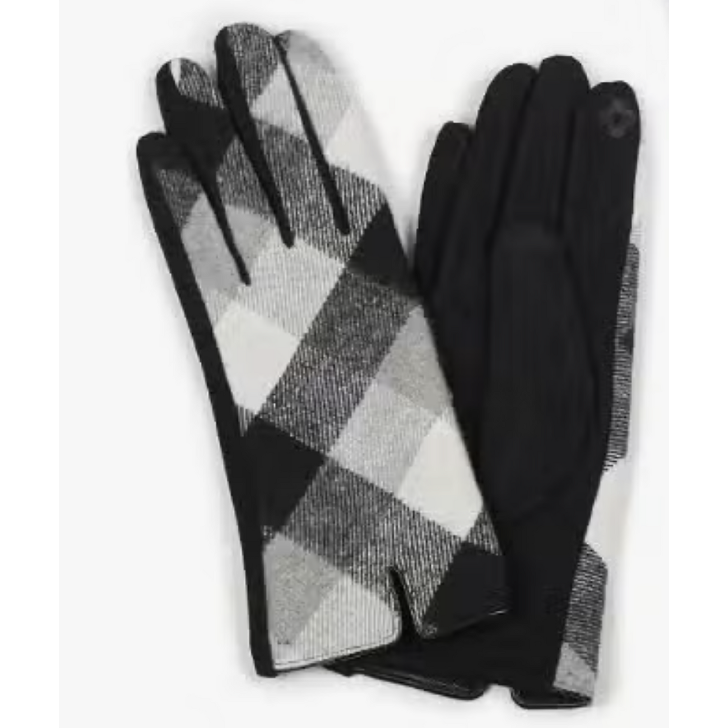 Plaid Faux Suede Gloves