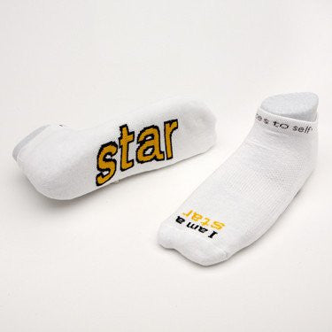 notes to self® 'I am a star'™ White Low-Cut Socks