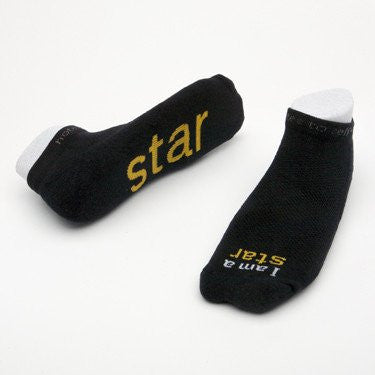 notes to self® 'I am a star'™ Black Low-Cut Socks