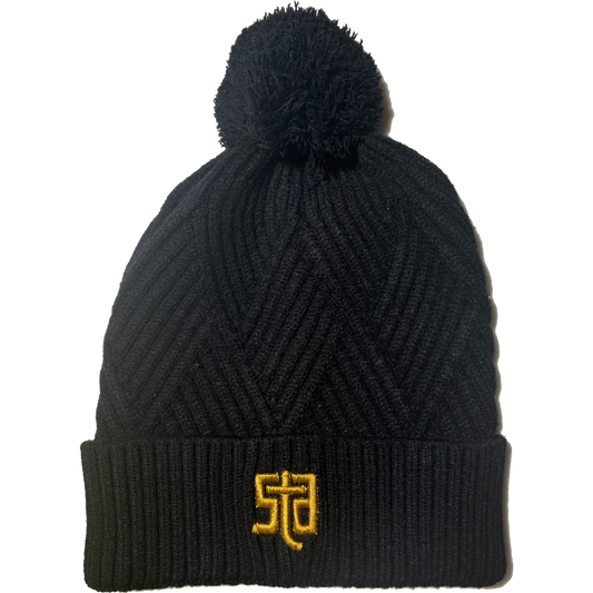 Black Texture Cuff Beanie
