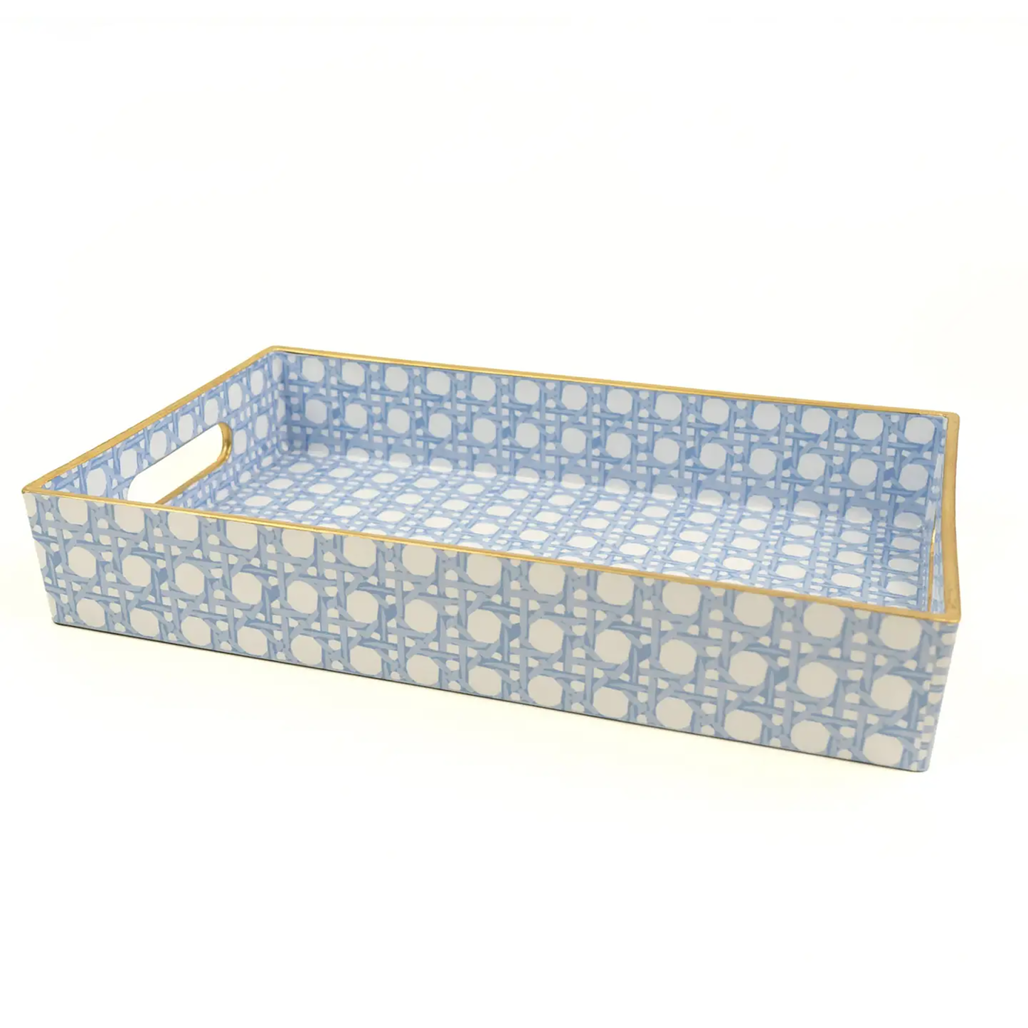 Blue Cane Print Decorative Resin Vanity Tray