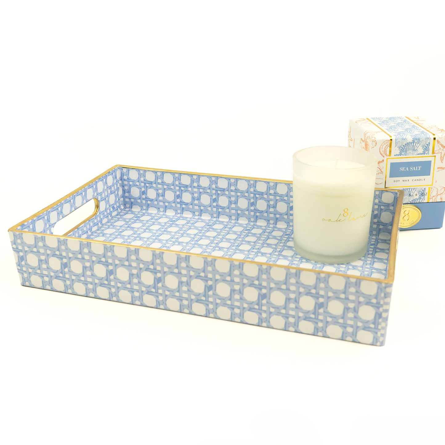 Blue Cane Print Decorative Resin Vanity Tray
