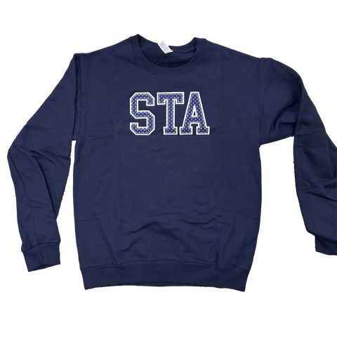 STA Plaid Appliqued Polka Dot Sweatshirt Navy