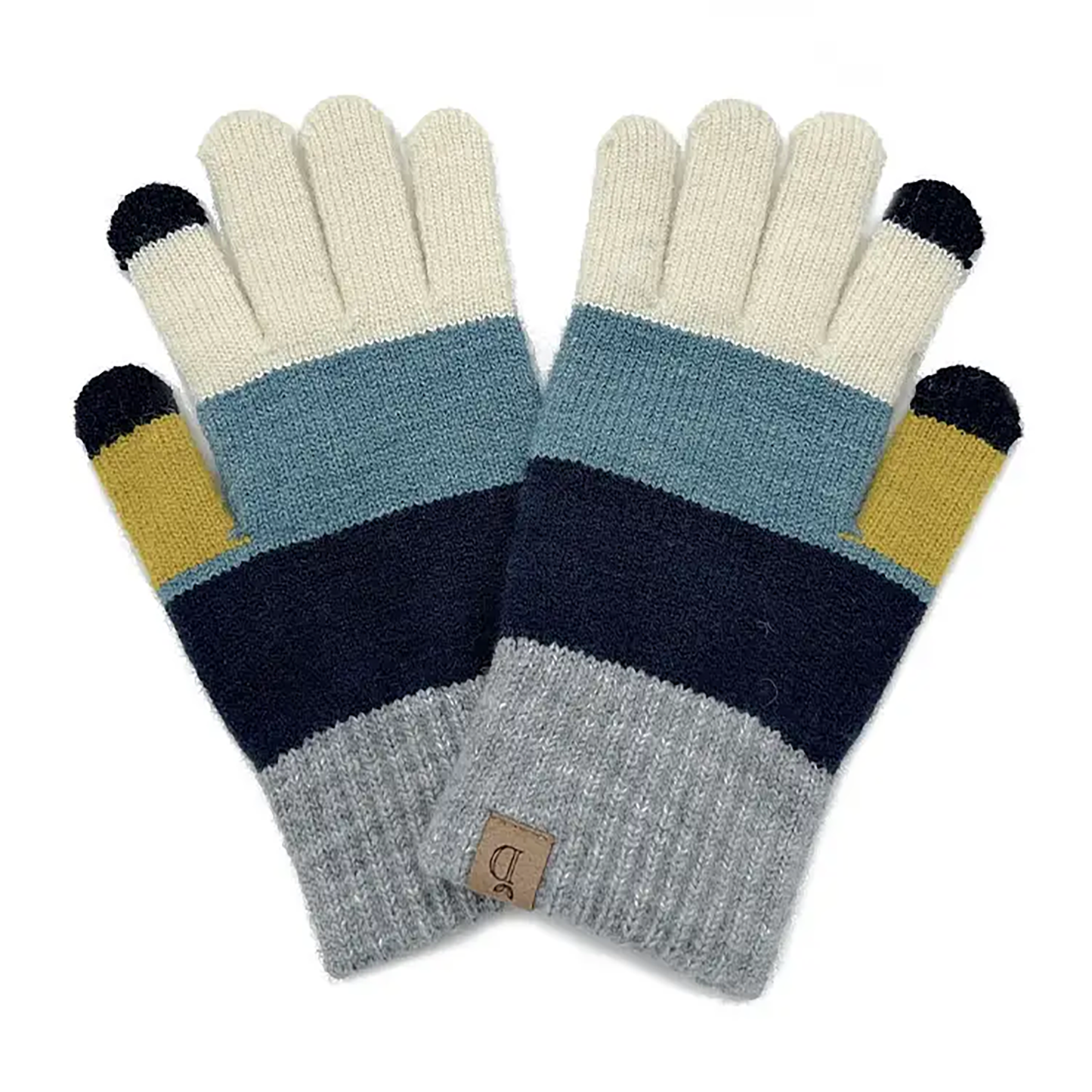 Color Block Knit Touch Gloves