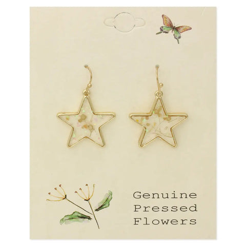 Dried Flower Star Earrings