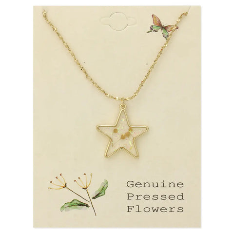 Dried Flower Star Necklace