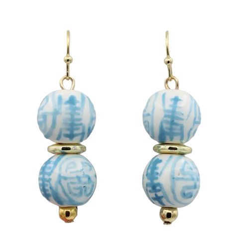 Chinoiserie Earrings - Pale Blue