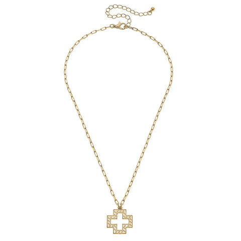 Greek Keys Cross Necklace