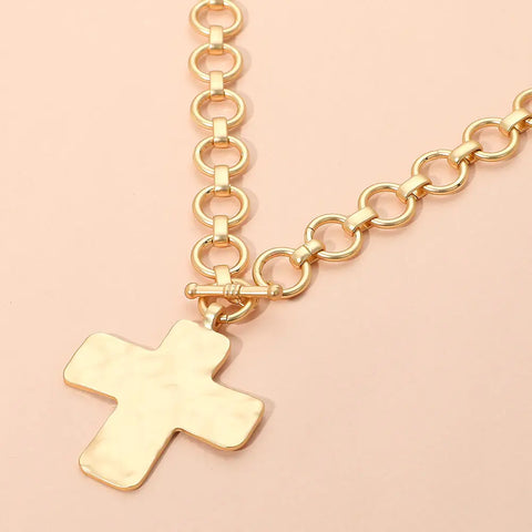 Hammered Cross Chunky Chain