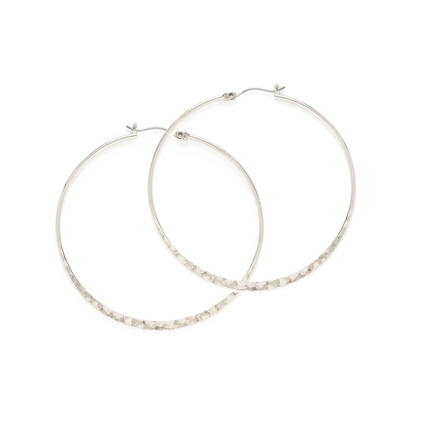 Silver Hammered Hoop Earrings