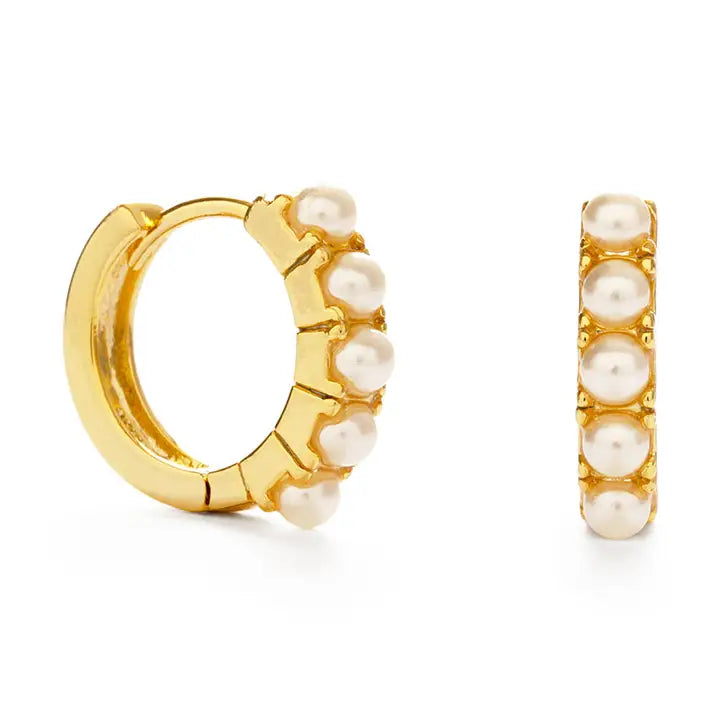 Tiny Pearl Huggie Hoops