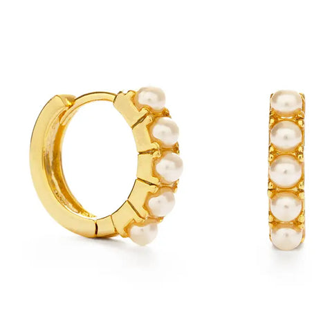 Tiny Pearl Huggie Hoops