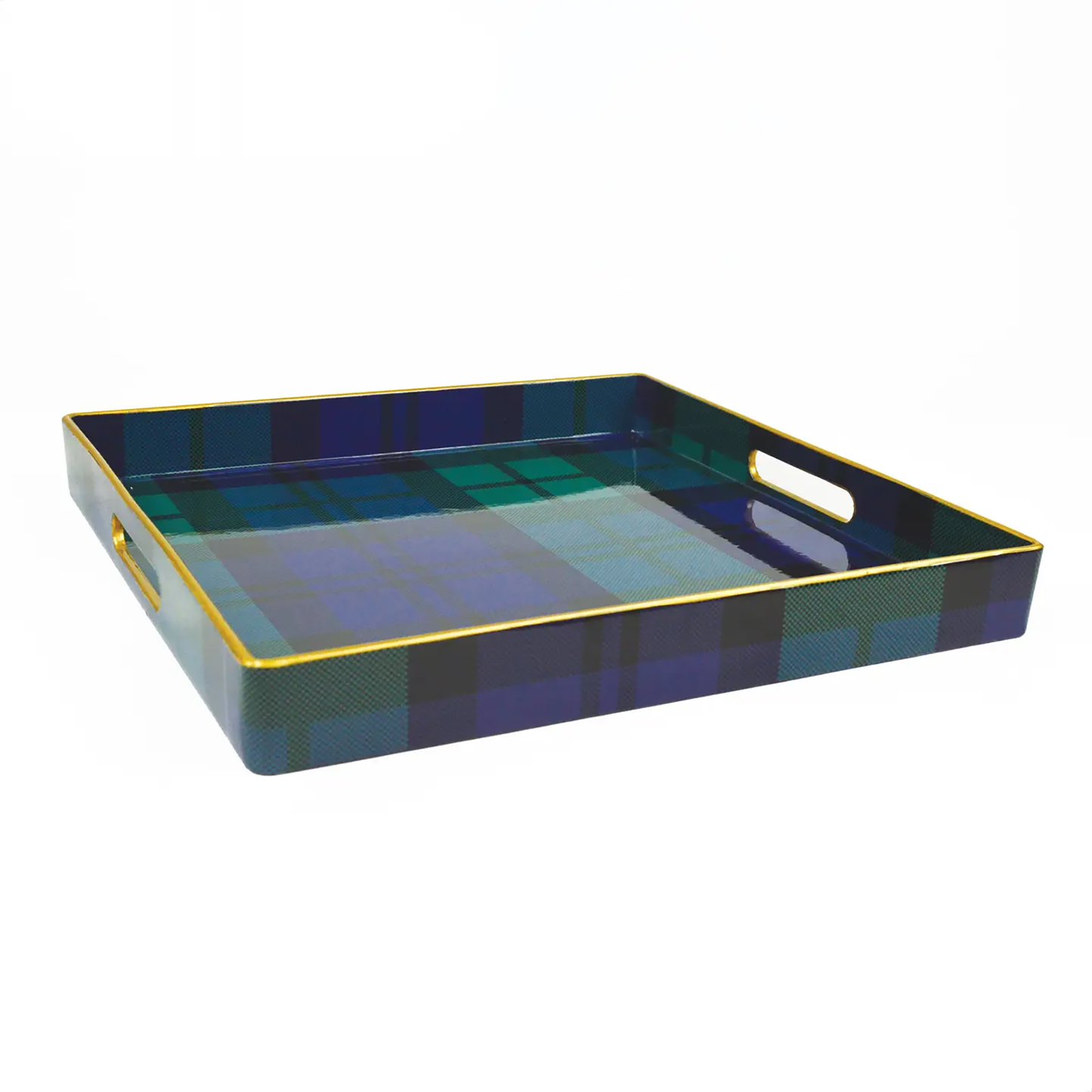Blackwash Plaid Resin Square Serving Tray