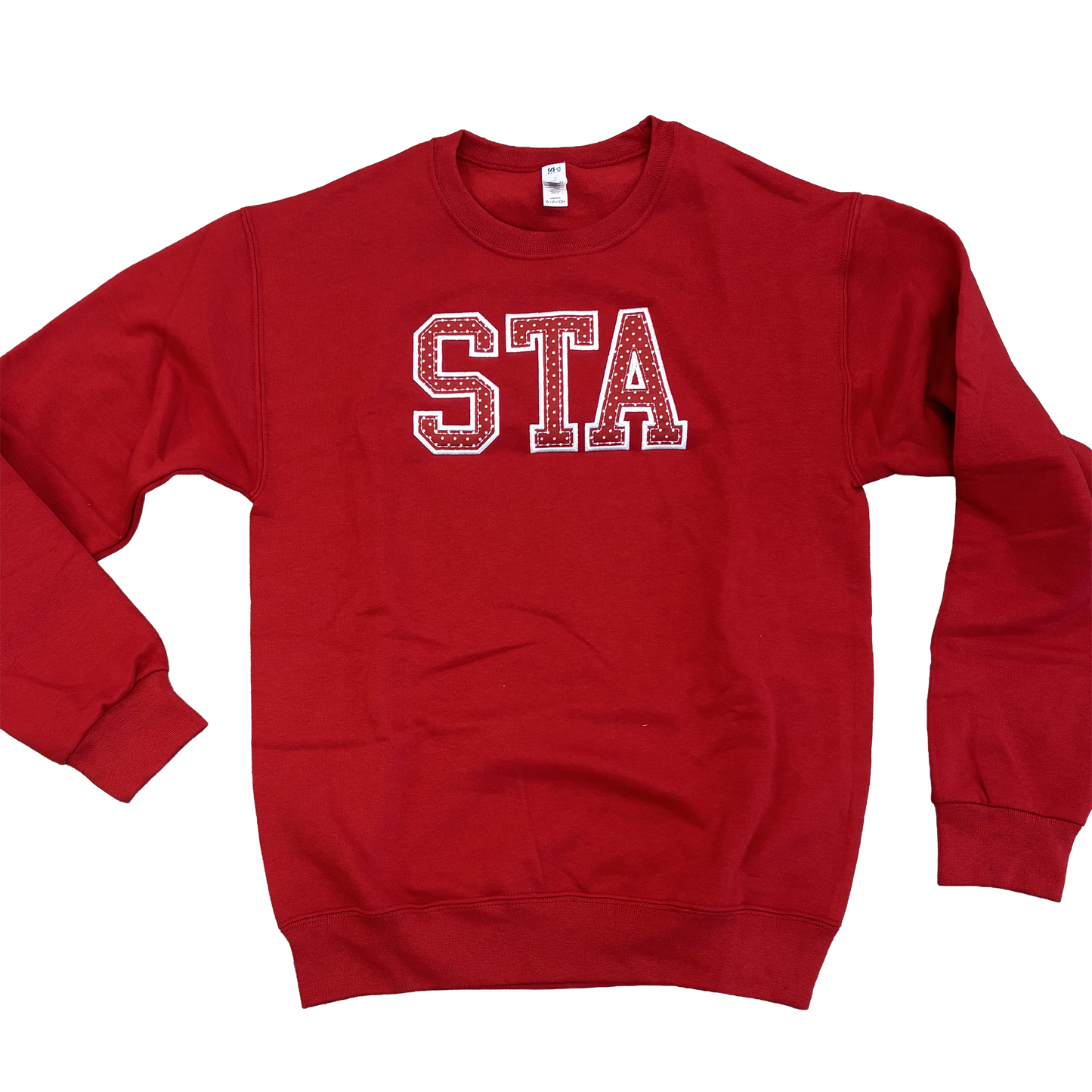 STA Plaid Appliqued Polka Dot Sweatshirt Red