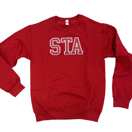 STA Plaid Appliqued Polka Dot Sweatshirt Red