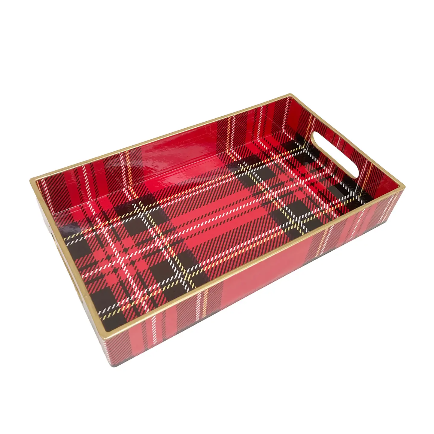 Red Plaid Resin Vanity & Catch-All Tray