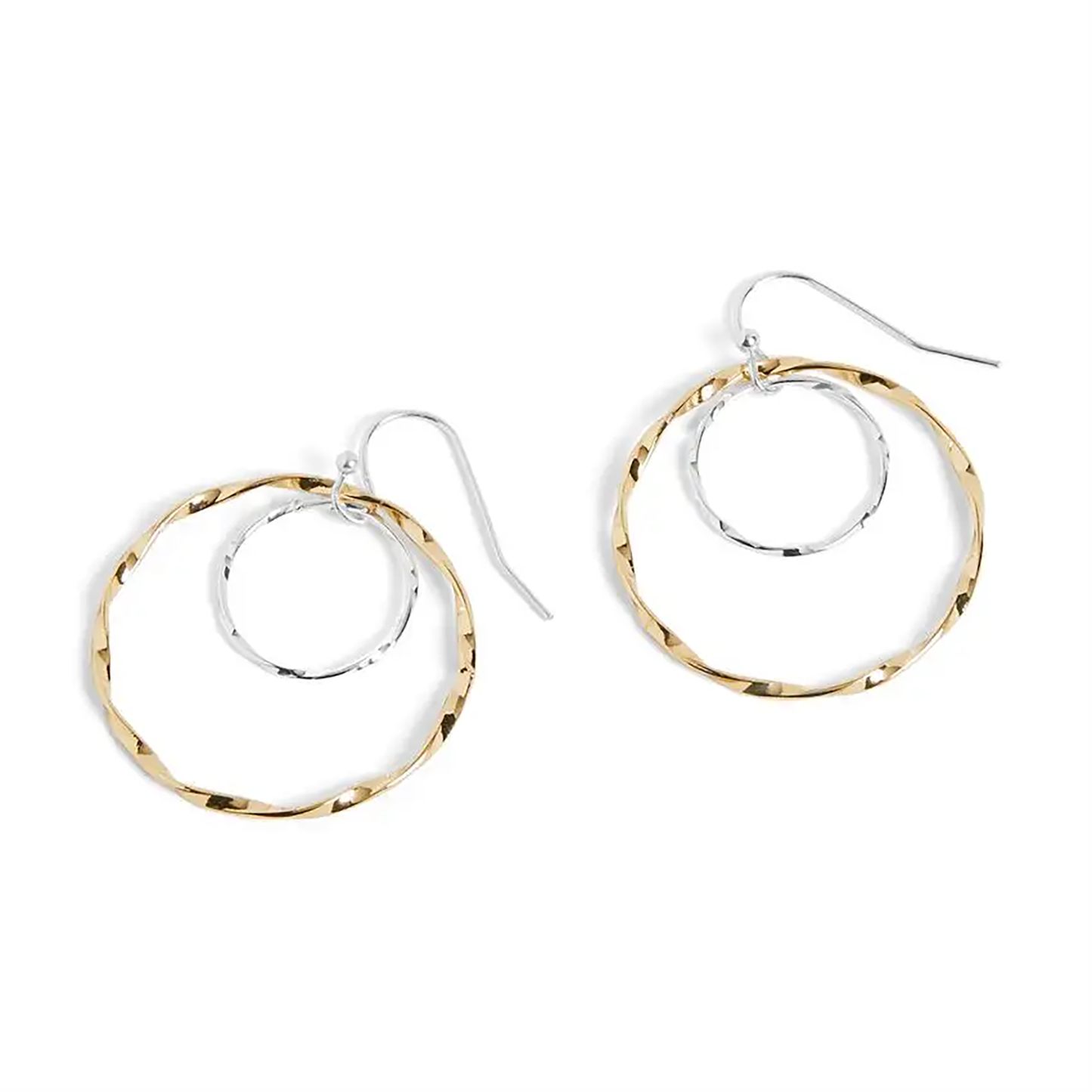 Mixed Metal Double Wavy Hoop Earrings