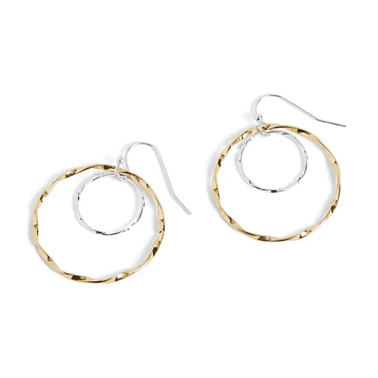 Mixed Metal Double Wavy Hoop Earrings