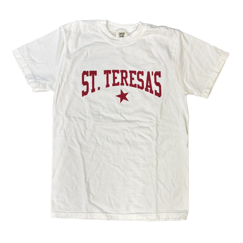 St. Teresa's Star Tee- White with Red