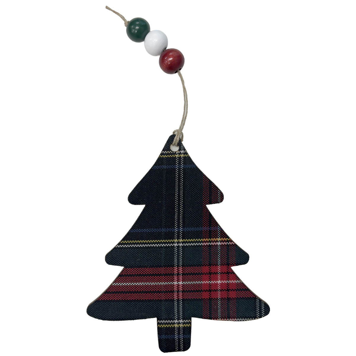 Plaid Wooden Tree Ornament
