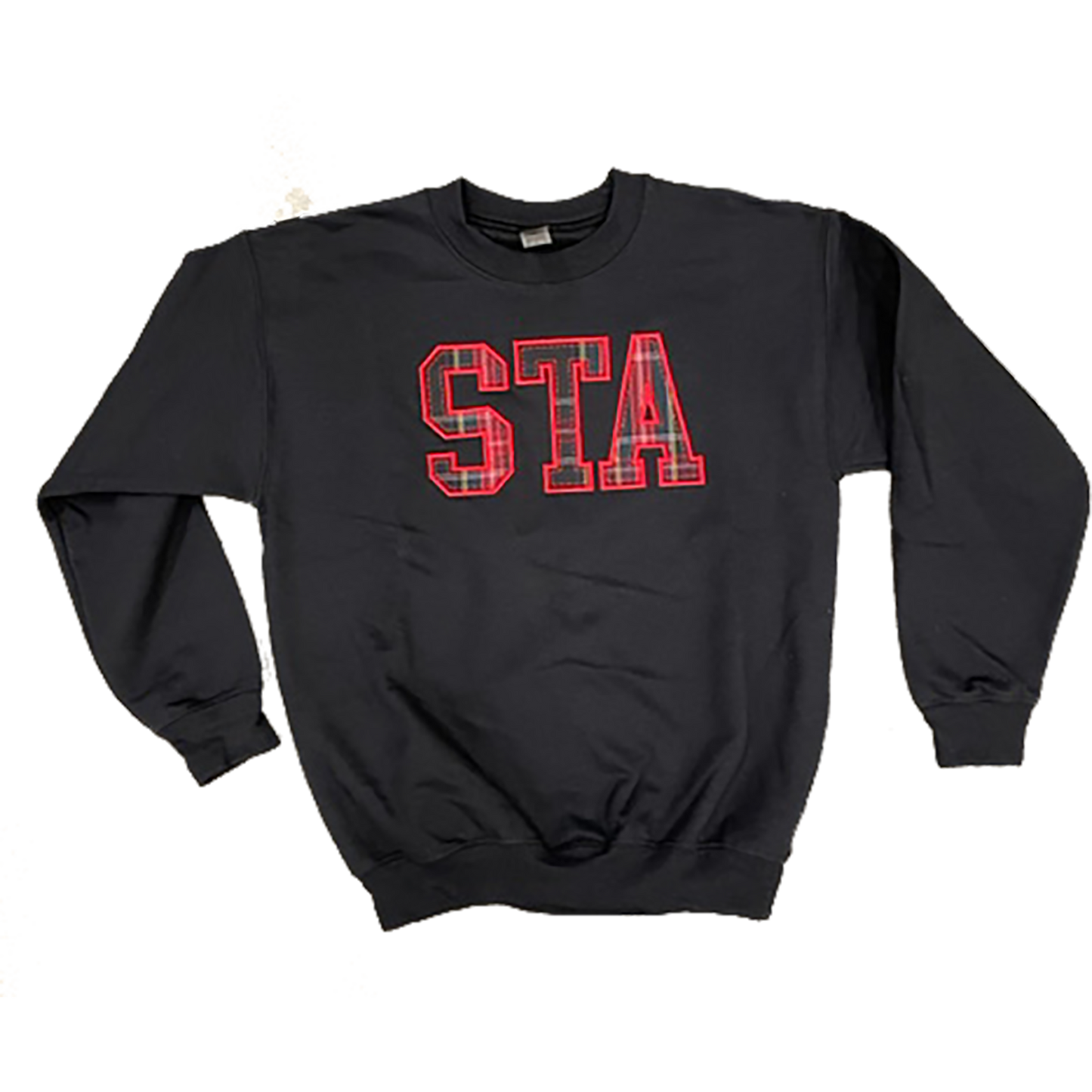 Youth STA Plaid Appliqued Crewneck Black