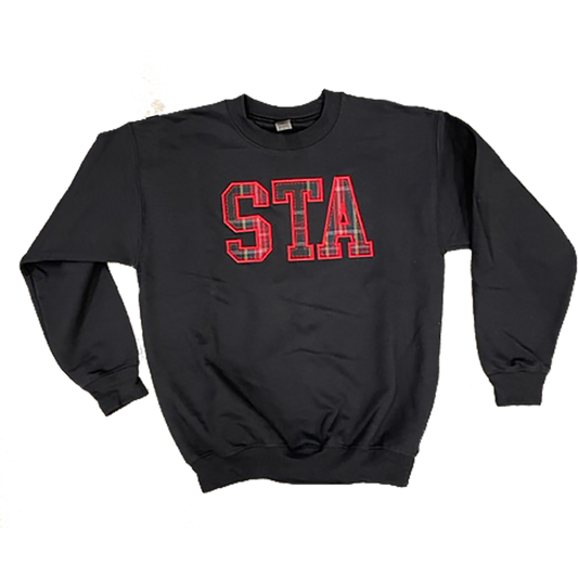 Youth STA Plaid Appliqued Crewneck Black