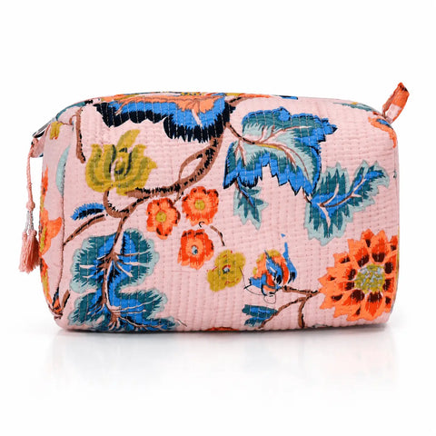Cotton Block Print Cosmetic Pouch Small