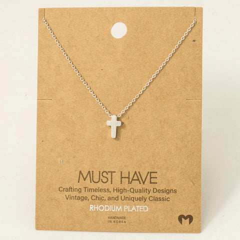 Dainty Mini Cross Pendant Necklace- Silver