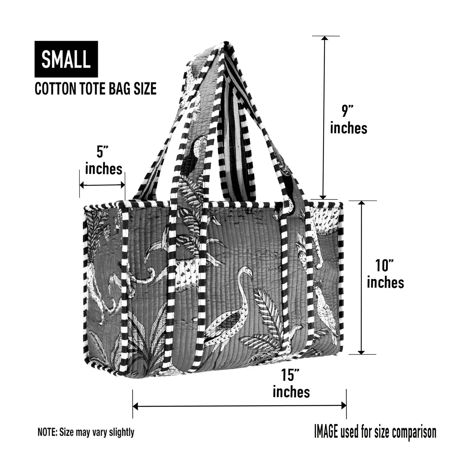 Cotton Block Print Tote Bag - Small