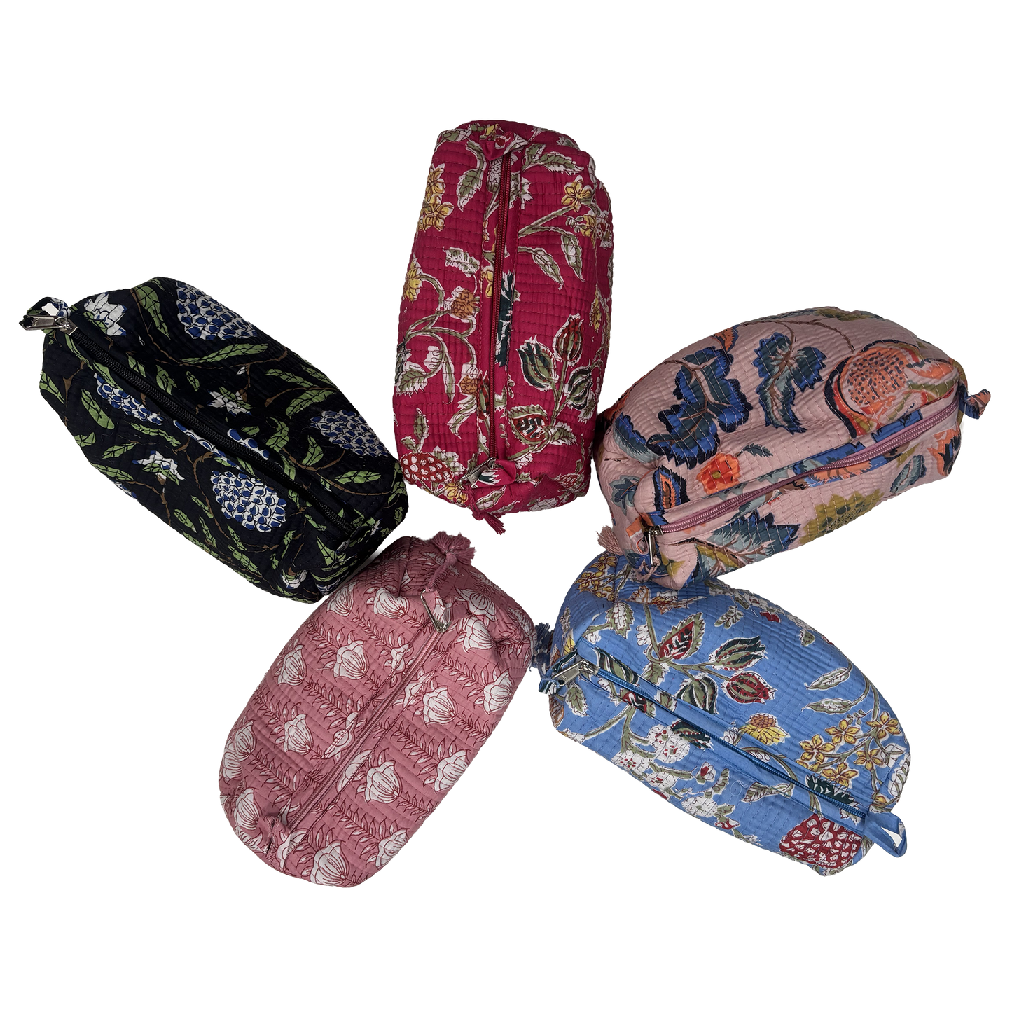 Cotton Block Print Cosmetic Pouch Small
