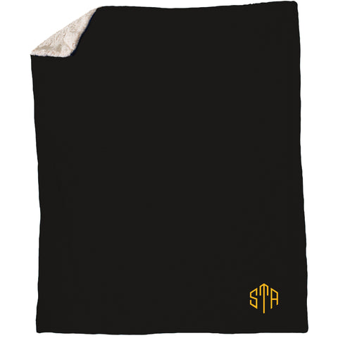 Black STA Embroidered Sherpa Blanket