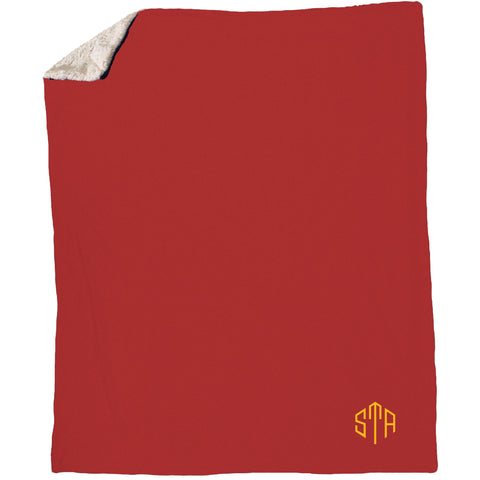Red STA Embroidered Sherpa Blanket
