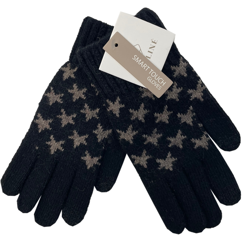 Starry Winter Night Smart Touch Gloves Black
