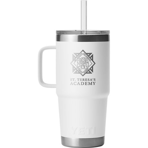YETI 25 oz Mug WHITE Rambler Tumbler Mug Cup With Handle Straw Lid